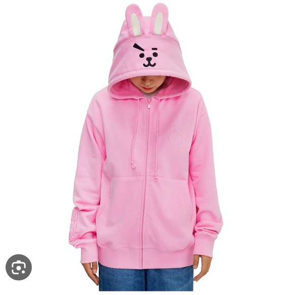 Bt21 Pink Zip up Hoodie Cooky Size M - Picture 12 of 14